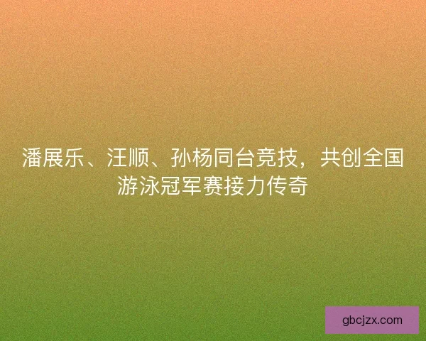 潘展乐、汪顺、孙杨同台竞技，共创全国游泳冠军赛接力传奇